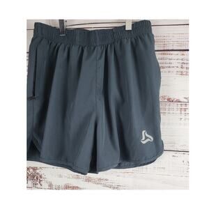 Silk World Swim Trunks M Mens Blue Zippered Pockets Mesh Lined Stretch Waist